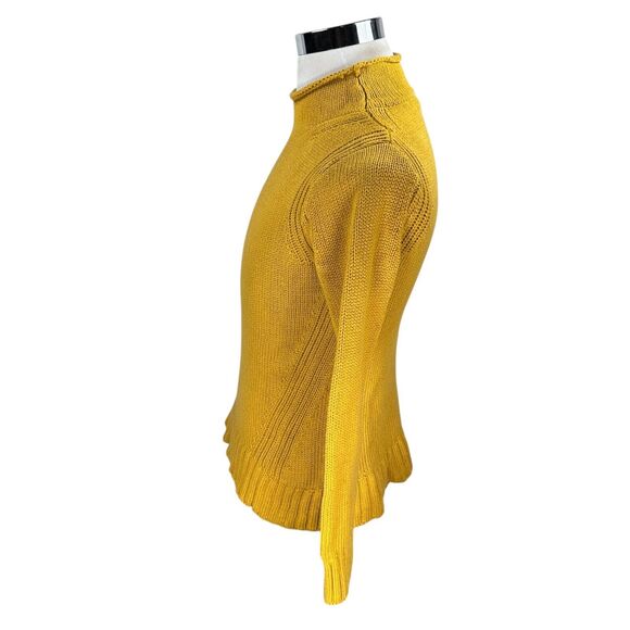 J.Crew Always Oarsman Roll Neck Sweater Womens Small Mustard 100% Cotton Knitted - Picture 3 of 9